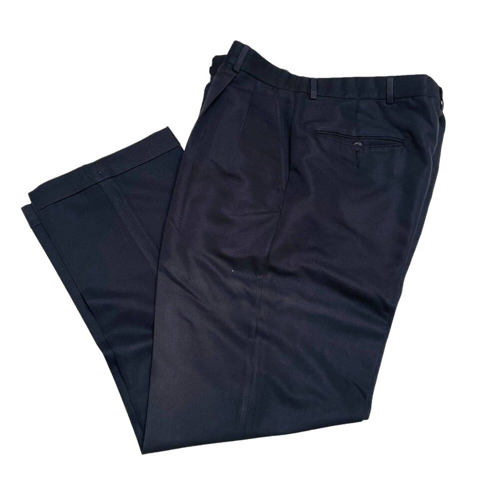 George Mens Dress Pants Black Polyester Rayon‎ Blend Relaxed Fit Size 36x32